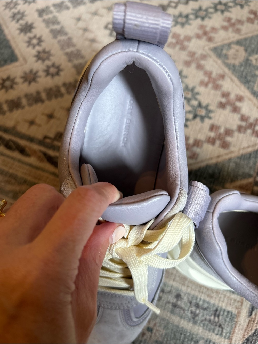 Tory Burch Lilac Platform Sneakers with Cream Laces - Picture 3 of 4